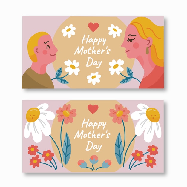 Free Vector hand drawn mother's day banners