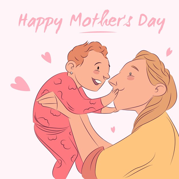 Hand drawn mother's day concept illustrated