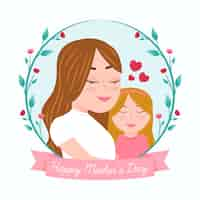 Free vector hand drawn mother's day illustration with mom and daughter