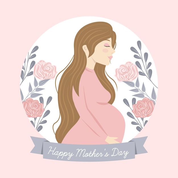 Free Vector hand drawn mother's day illustration with pregnant woman