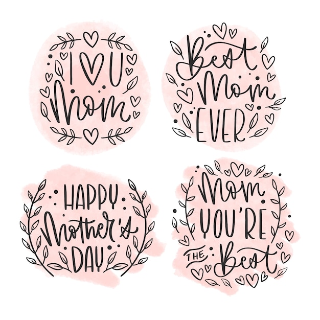 Free Vector hand drawn mother's day label collection