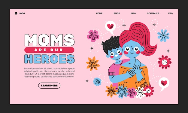 Hand drawn mother's day landing page template