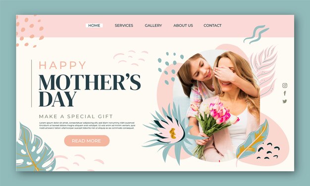 Hand drawn mother's day landing page template