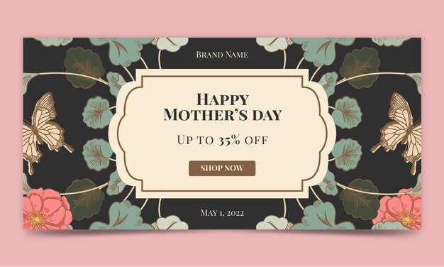 Hand drawn mother's day sale horizontal banner template