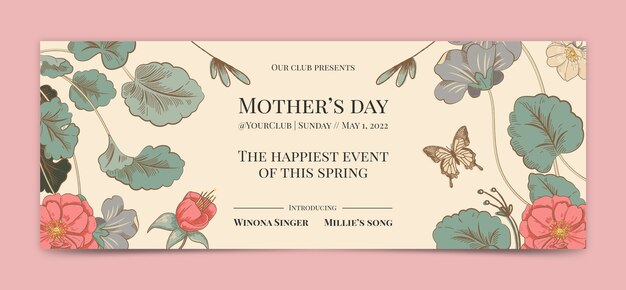 Hand drawn mother's day social media cover template