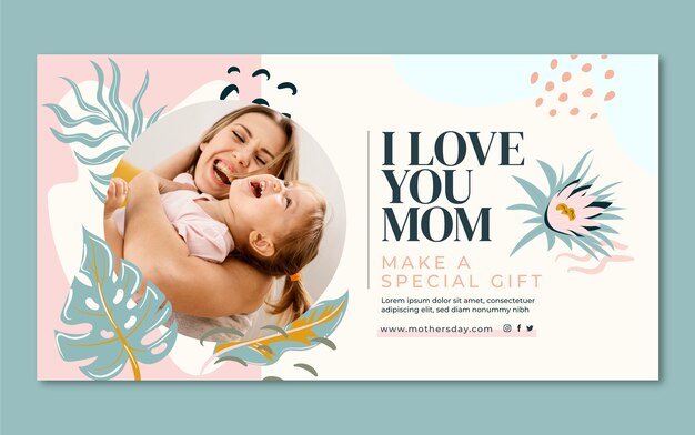 Hand drawn mother's day social media post template