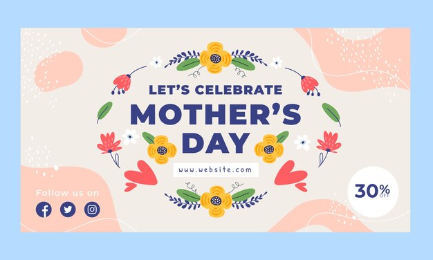 Hand drawn mother's day social media promo template