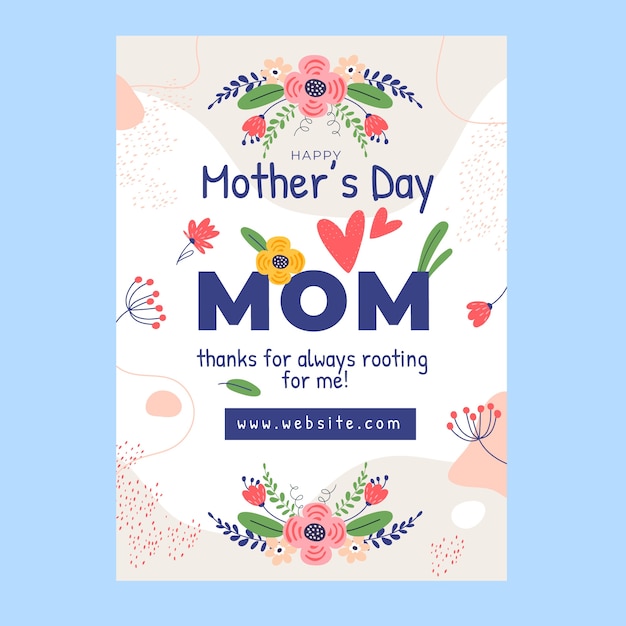 Hand drawn mother's day vertical poster template