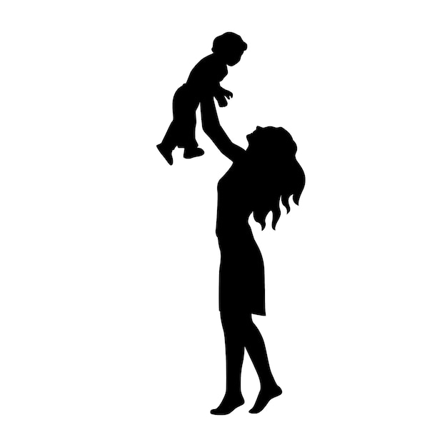 Free vector hand drawn  mother and son silhouette