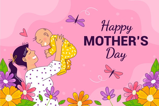 Hand drawn mothers day background