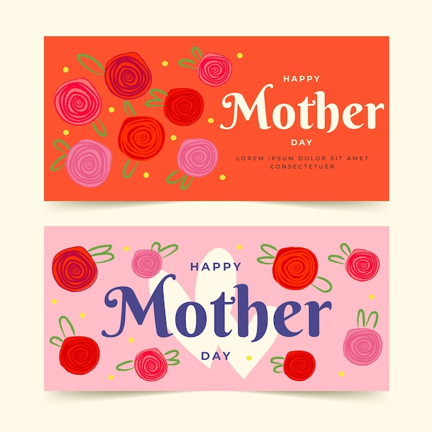 Hand-drawn mothers day banner collection