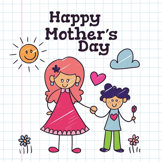 Free Vector hand drawn mothers day children drawings