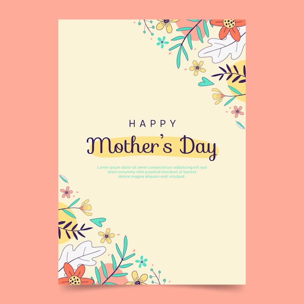 Free Vector hand drawn mothers day greeting card template