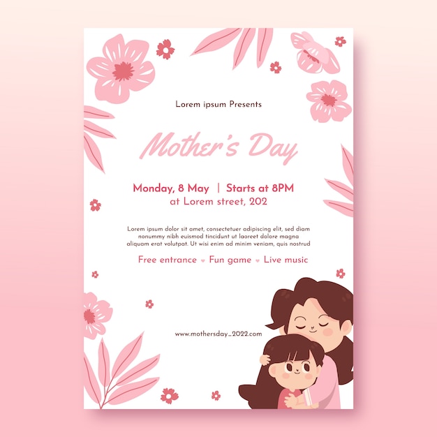 Hand drawn mothers day greeting card template