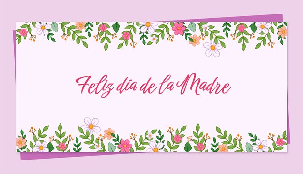 Hand drawn mothers day horizontal banner template in spanish