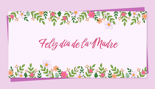 Hand drawn mothers day horizontal banner template in spanish