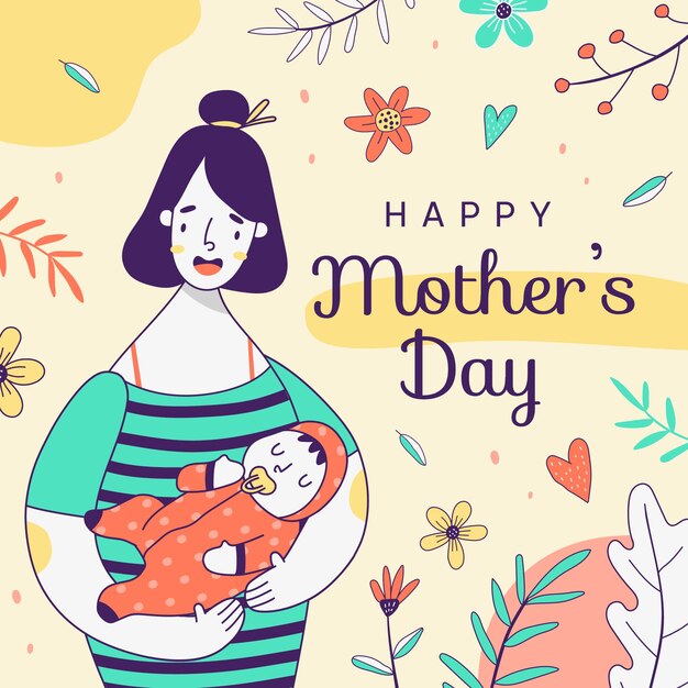 Hand drawn mothers day illustration