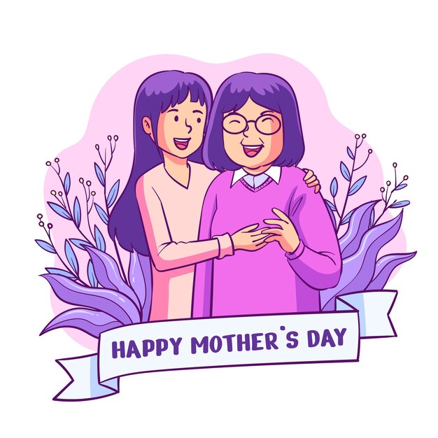 Hand drawn mothers day illustration