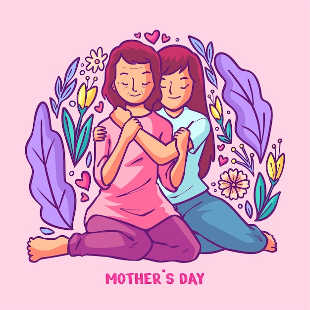 Hand drawn mothers day illustration