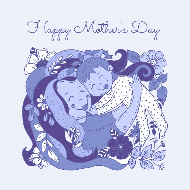 Hand drawn mothers day illustration