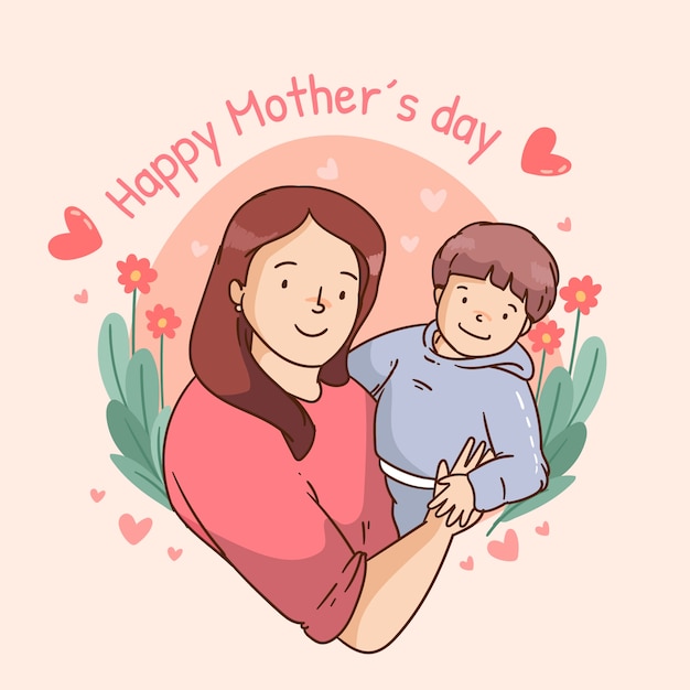 Hand drawn mothers day illustration