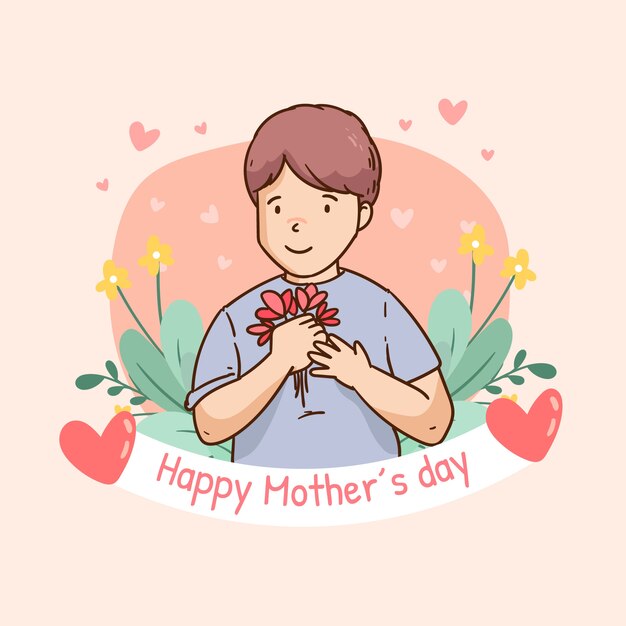 Hand drawn mothers day illustration