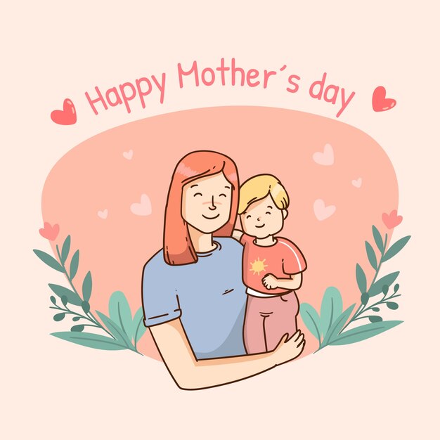 Hand drawn mothers day illustration