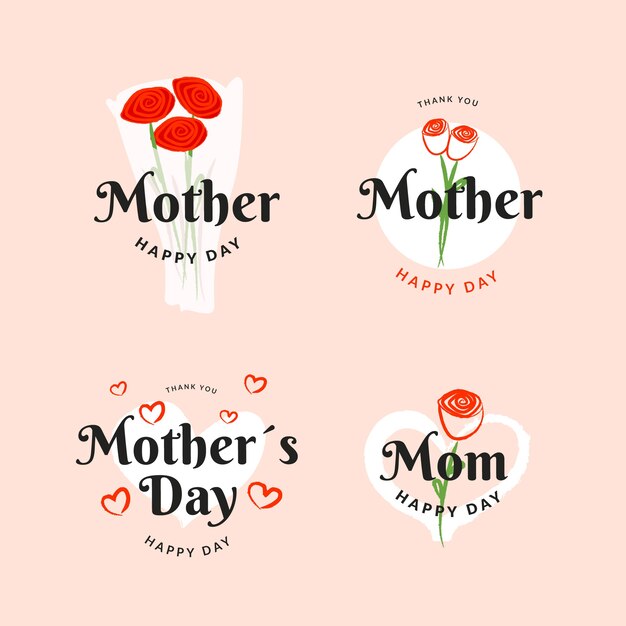 Hand-drawn mothers day label collection