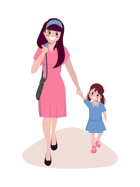 Free vector hand drawn mothers day labels with daughter character