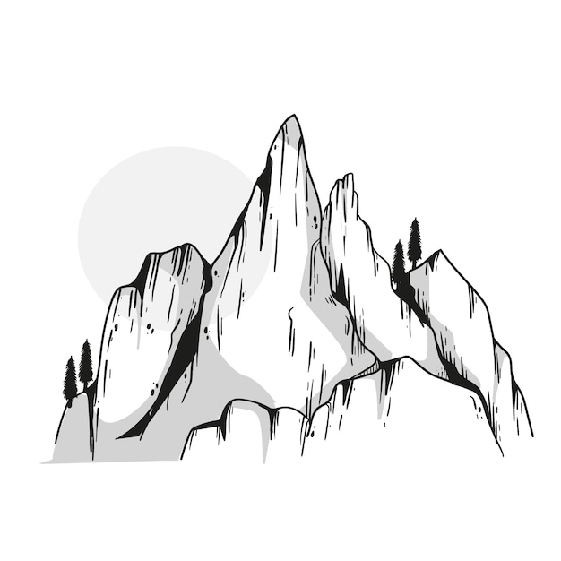 Free Vector hand drawn mountain outline illustration