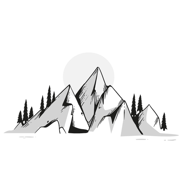 Free vector hand drawn mountain outline illustration