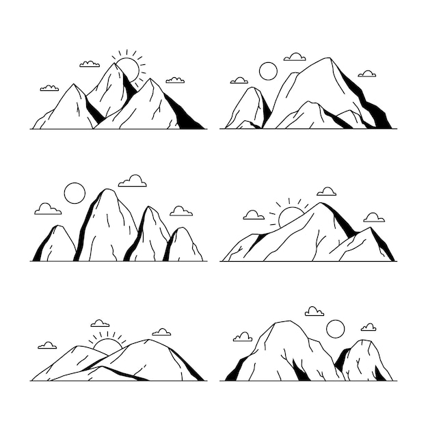 Hand drawn mountain outline illustration