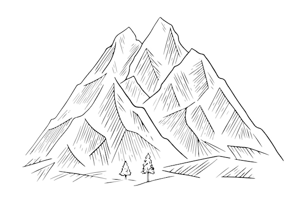 Hand drawn mountain outline illustration