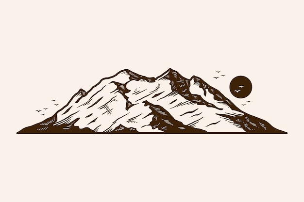 Hand drawn mountain outline illustration