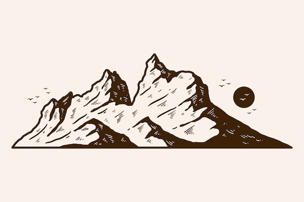 Free Vector hand drawn mountain outline illustration