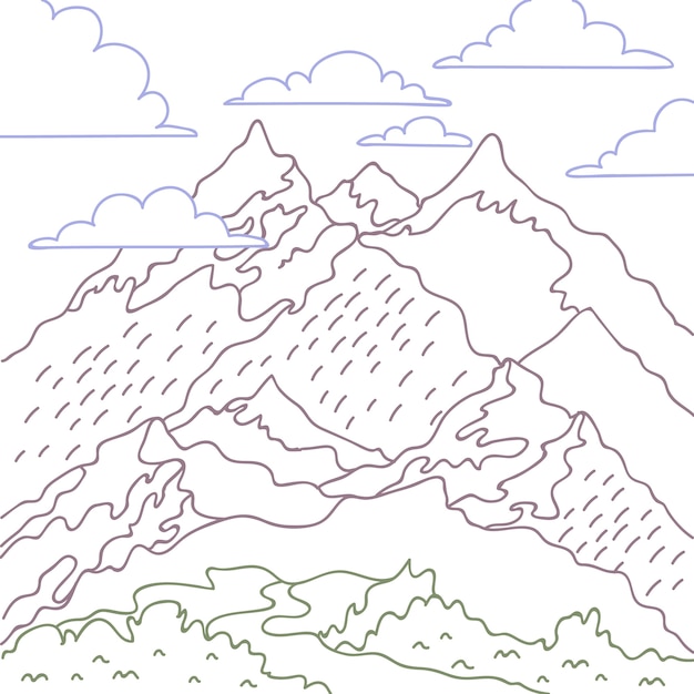 Free vector hand drawn mountain outline illustration