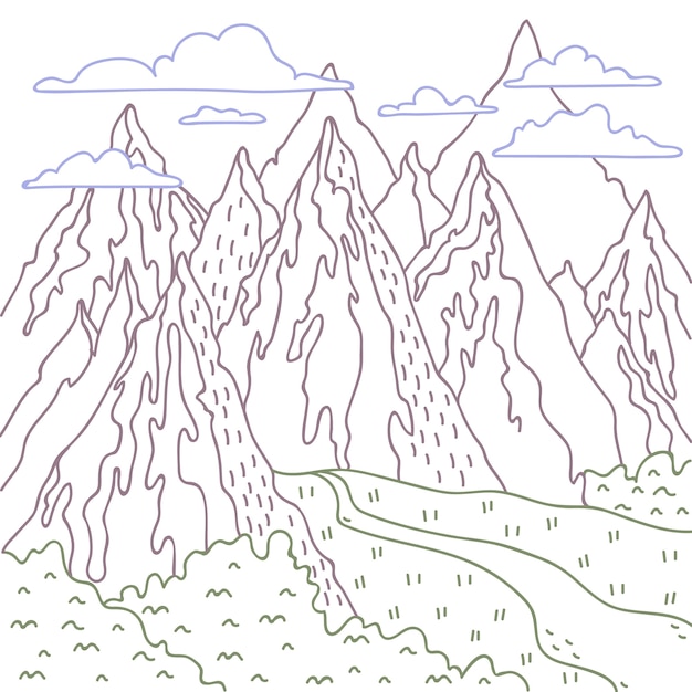 Hand drawn mountain outline illustration