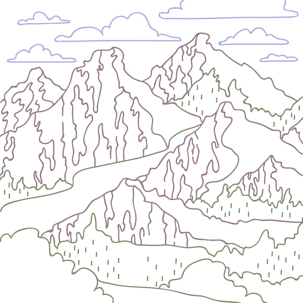 Free vector hand drawn mountain outline illustration