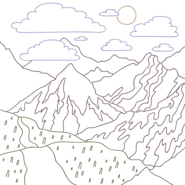 Free vector hand drawn mountain outline illustration