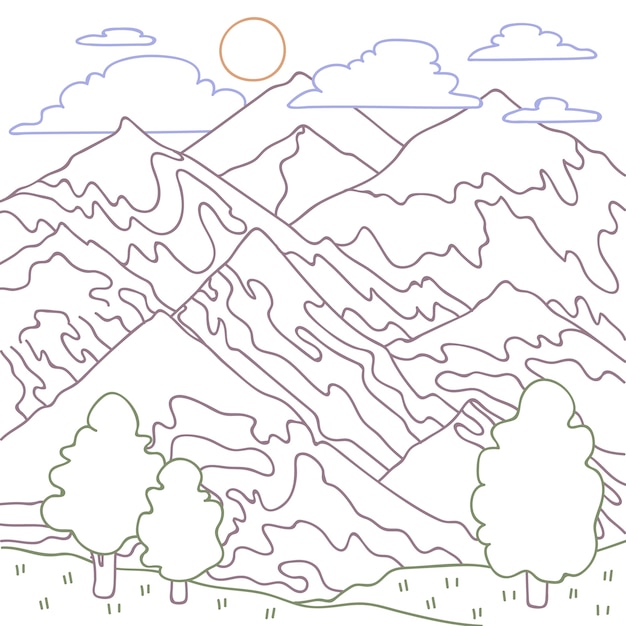 Free Vector hand drawn mountain outline illustration