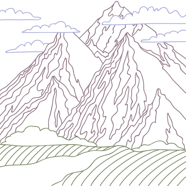 Hand drawn mountain outline illustration