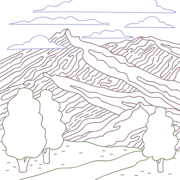 Hand drawn mountain outline illustration