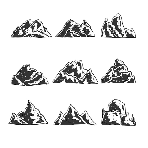 Free Vector hand drawn mountain outline illustration