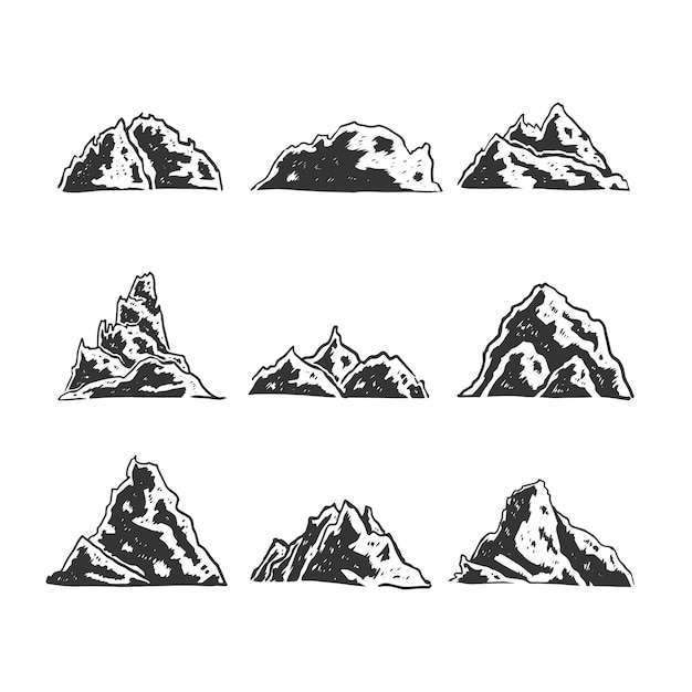 Hand drawn mountain outline illustration