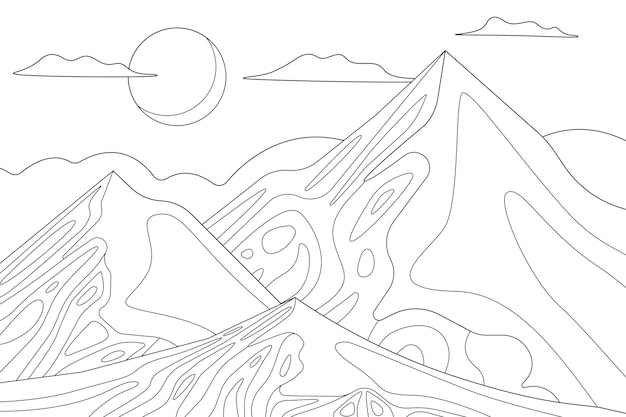 Free Vector hand drawn mountain outline illustration