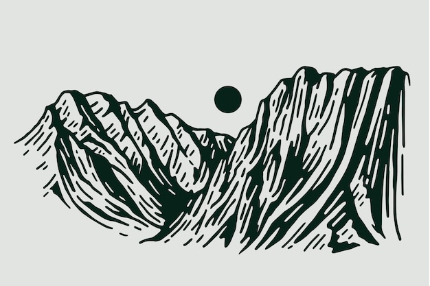 Free Vector hand drawn mountain outline illustration