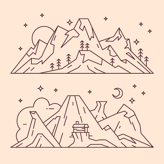 Hand drawn mountain outline illustration