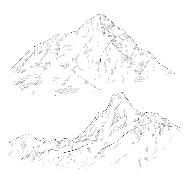 Free Vector hand drawn mountain  outline illustration