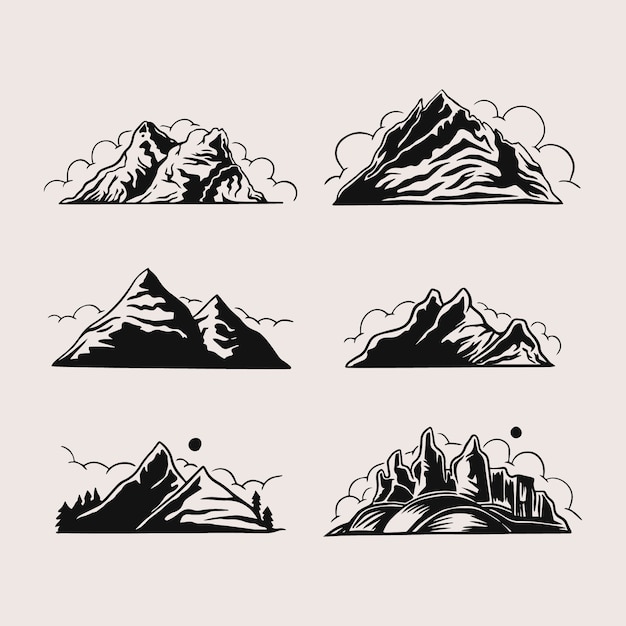 Free vector hand drawn  mountain range silhouette