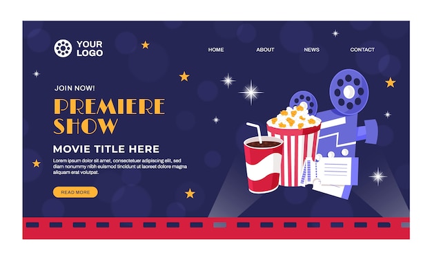 Free Vector hand drawn movie premiere landing page